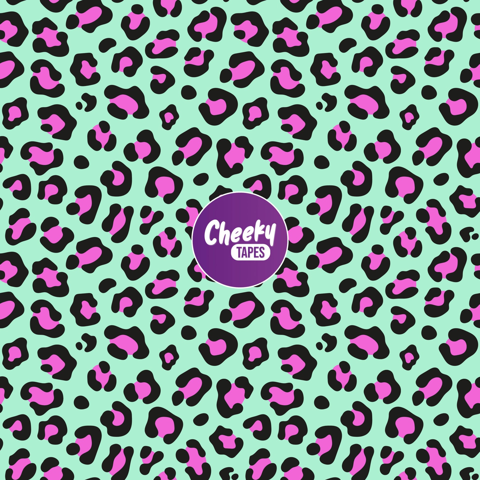 Green & Pink Leopard Print Tape image 0