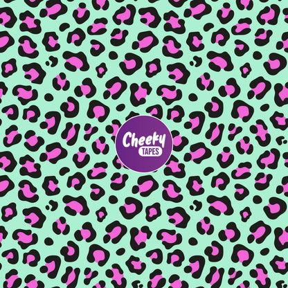 Green & Pink Leopard Print Tape image 0