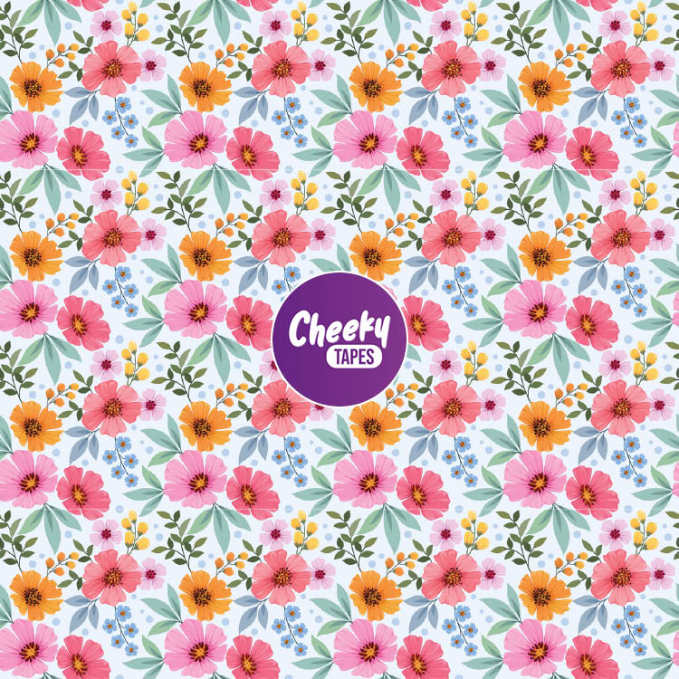 Pink and Orange Flowers Tape image 0