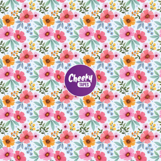 Pink and Orange Flowers Tape image 0